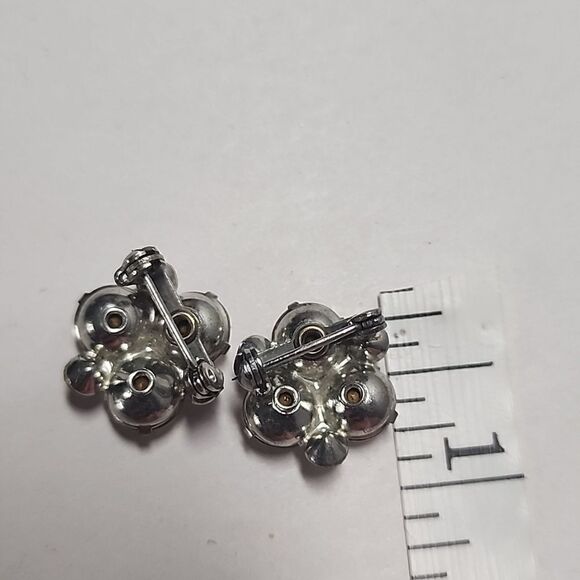 Vintage Rhinestone Brooch Set of 2 Silver Tone Clear Crystals - Picture 3 of 3